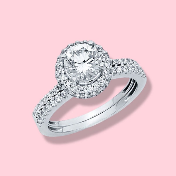 14k Real Gold CZ Engagement Ring | Regalo de cumpleaños | Regalo para ella | Joyas de oro auténtico