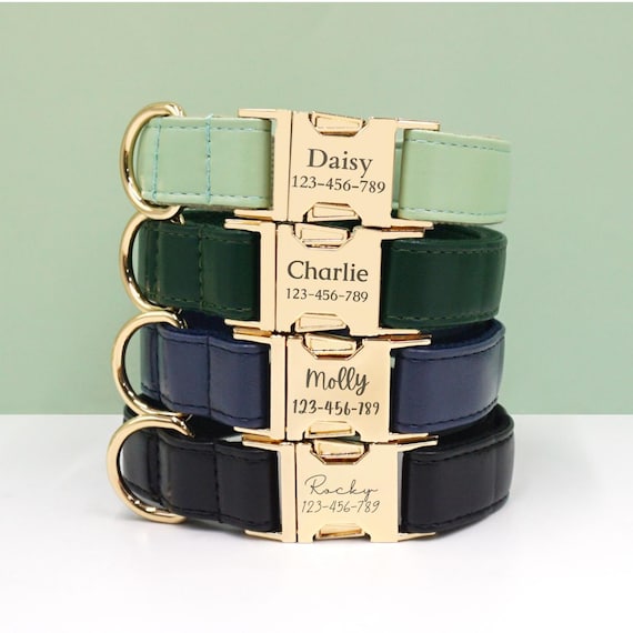 Waterproof Engraved Dog Collars Waterproof Faux Leather Dog Collar