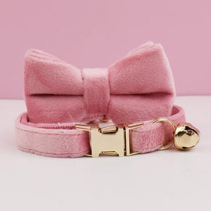 Velvet Pink Purple Personalized Cat Collar Bow Tie Leash Set,Custom Kitten Puppy Name Tag,Free Gold Bell,Small Dog Engraved Pet Wedding Gift