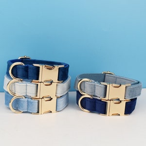 Custom Velvet Dog Collar Leash Set: Engraved Pet Name, Metal Buckle