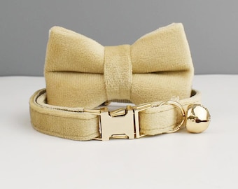 Personalisierte Samt Katzenhalsband Fliege Leine Set: Haustier Name Tag graviert