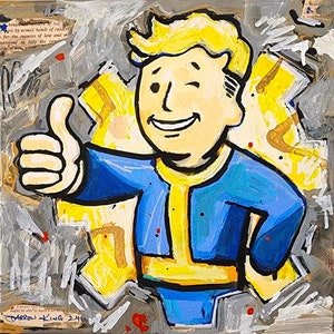 Fallout - Game/TV Show inspired mixed media mash-up. Ready To Hang - Original art on canvas. FREE POST In Australia