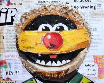 Agro - Collage originele kunst. Volledig gemaakt van gerecycled papier en lijm