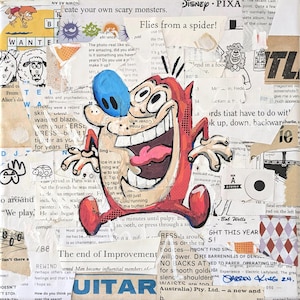 Stimpy. Ren & Stimpy inspireerde originele kunst. Klaar voor gebruik. Gratis post in Australië.