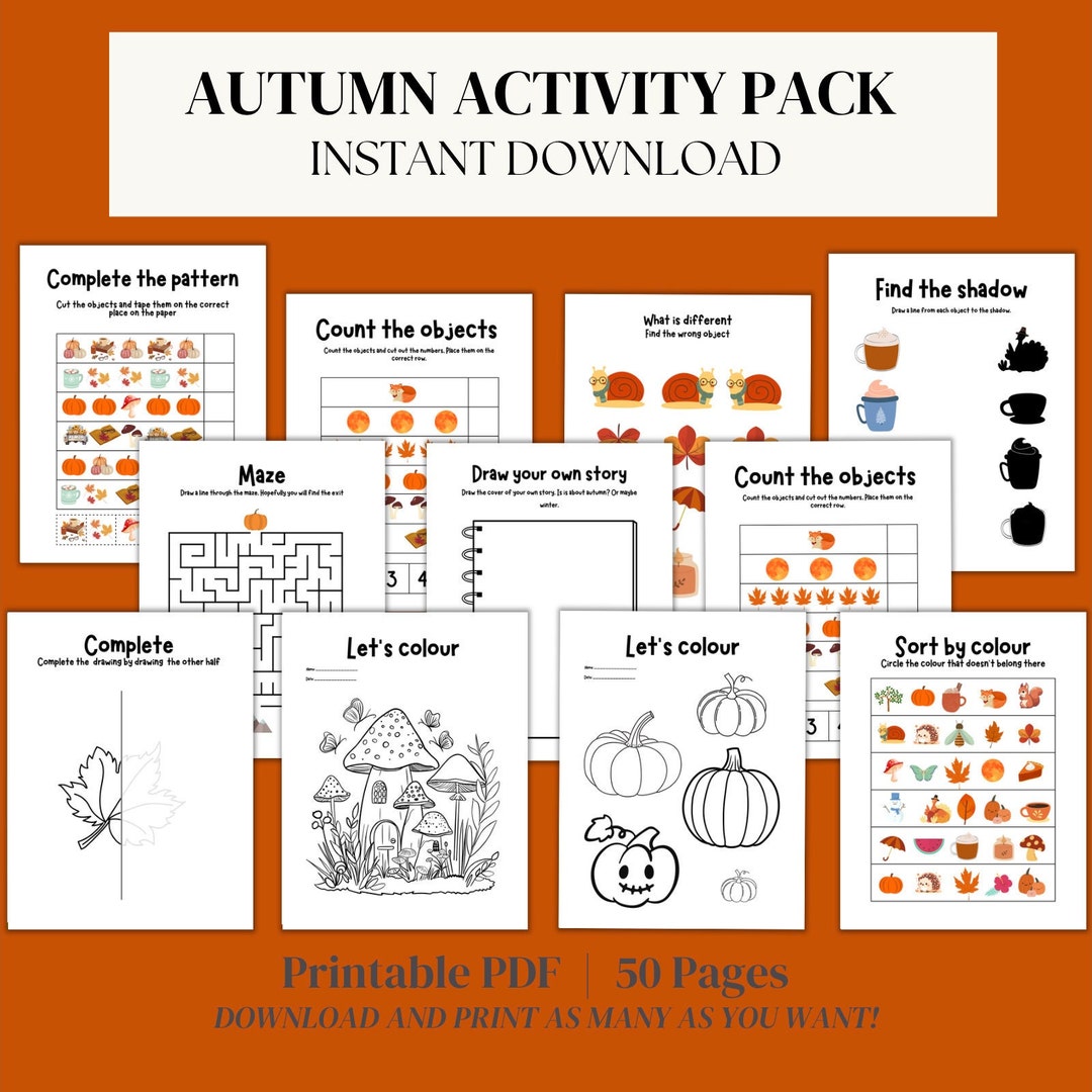 Autumn Activity Pack for Kids / Autumn Printable Activities / Autumn ...