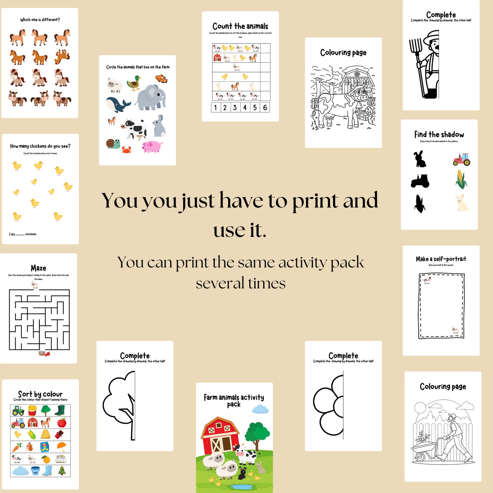 Farm Animals Activity Pack - Etsy