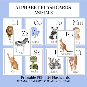 Printable Alphabet Cards | Montessori Cards, ABC Flash Cards, Educational Cards, A-Z Cards, Animal Alphabet Flashcards, Animal Alphabet, DIY