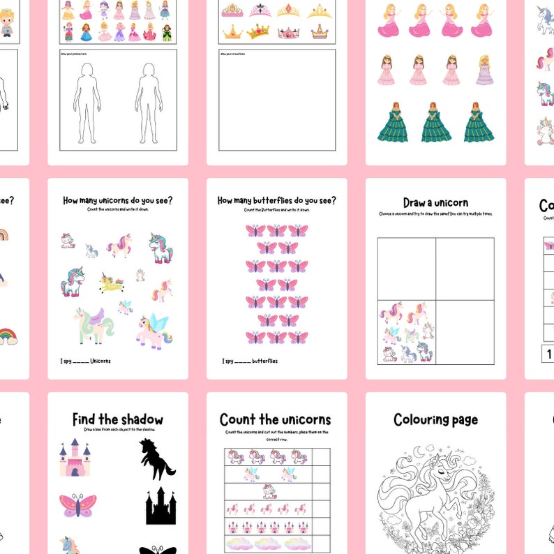 Activité Licorne, Bingo Licorne/Activités Licorne, Coloriages Licorne/Invitation anniversaire Licorne/Pages d'activités pour enfants, Pack d'activités image 5