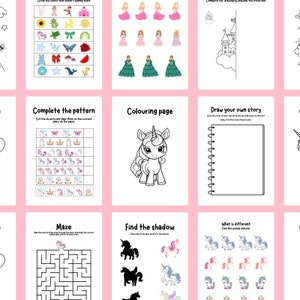 Activité Licorne, Bingo Licorne/Activités Licorne, Coloriages Licorne/Invitation anniversaire Licorne/Pages d'activités pour enfants, Pack d'activités image 4