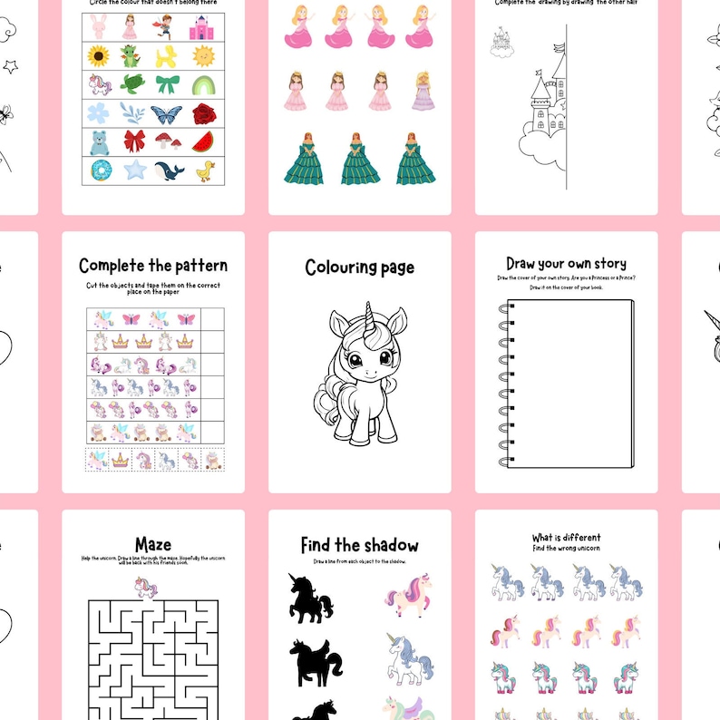 Activité Licorne, Bingo Licorne/Activités Licorne, Coloriages Licorne/Invitation anniversaire Licorne/Pages d'activités pour enfants, Pack d'activités image 4