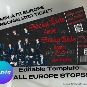 Personalisierte Stray Kids DominATE Europa Konzertkarte, DominATE World Tour Europa, Stray Kids Kpop, Stray Kids, SKZ alben, DominATE EU, SKZ