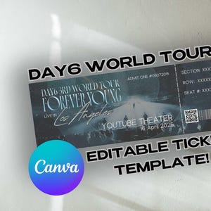 DAY6 Forever Young personalisierte Konzertkarte, Forever Young US Tour, Day6, My Day, Day6 World Tour, day6 Kpop, Day6 Canva Ticket Vorlage