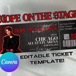 Personalisierte J-Hope Hope on the Stage Konzertkarte, BTS, J-Hope, J-Hope USA Tour, J-Hope Asien Tour, BTS Kpop, J-Hope Ticket, J-Hope Konzert