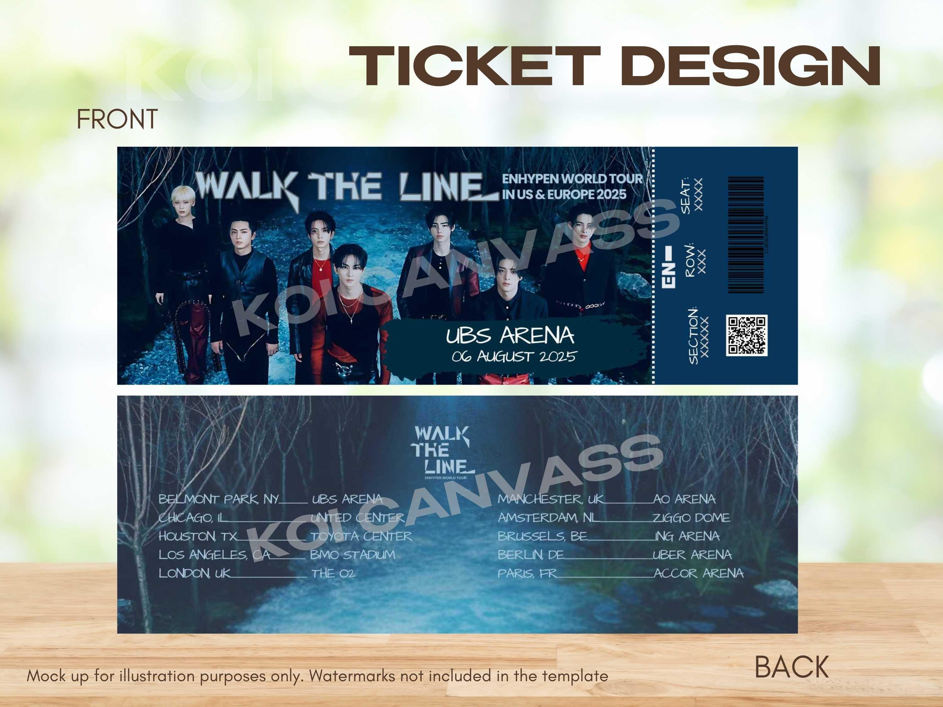 Enhypen Walk the Line US EU World Tour 2025 Personalized Ticket