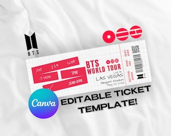 BTS Arirang World Tour Ticket Template, personalized ticket, concert freebies, editable ticket template, bts KPOP