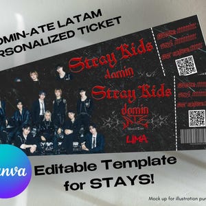 Personalisierte Stray Kids DominATE LATAM Konzertkarte, DominATE World Tour LATAM, Stray Kids Kpop, Stray Kids, Stray Kids Merch, DominATE