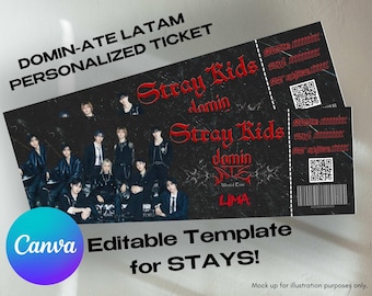 STRAYKIDS Dominate Digital TICKET, TOUR, Custom Editable Printable