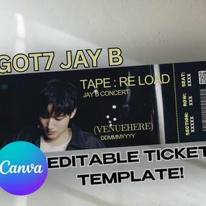 GOT7 Jay B Tape: Re load Personalized ticket, Got7 Jay B, Jay B US tour, Got7 Kpop, Jay B concert, Jay b tape reload, Jaebeom, Got7 Jaebom