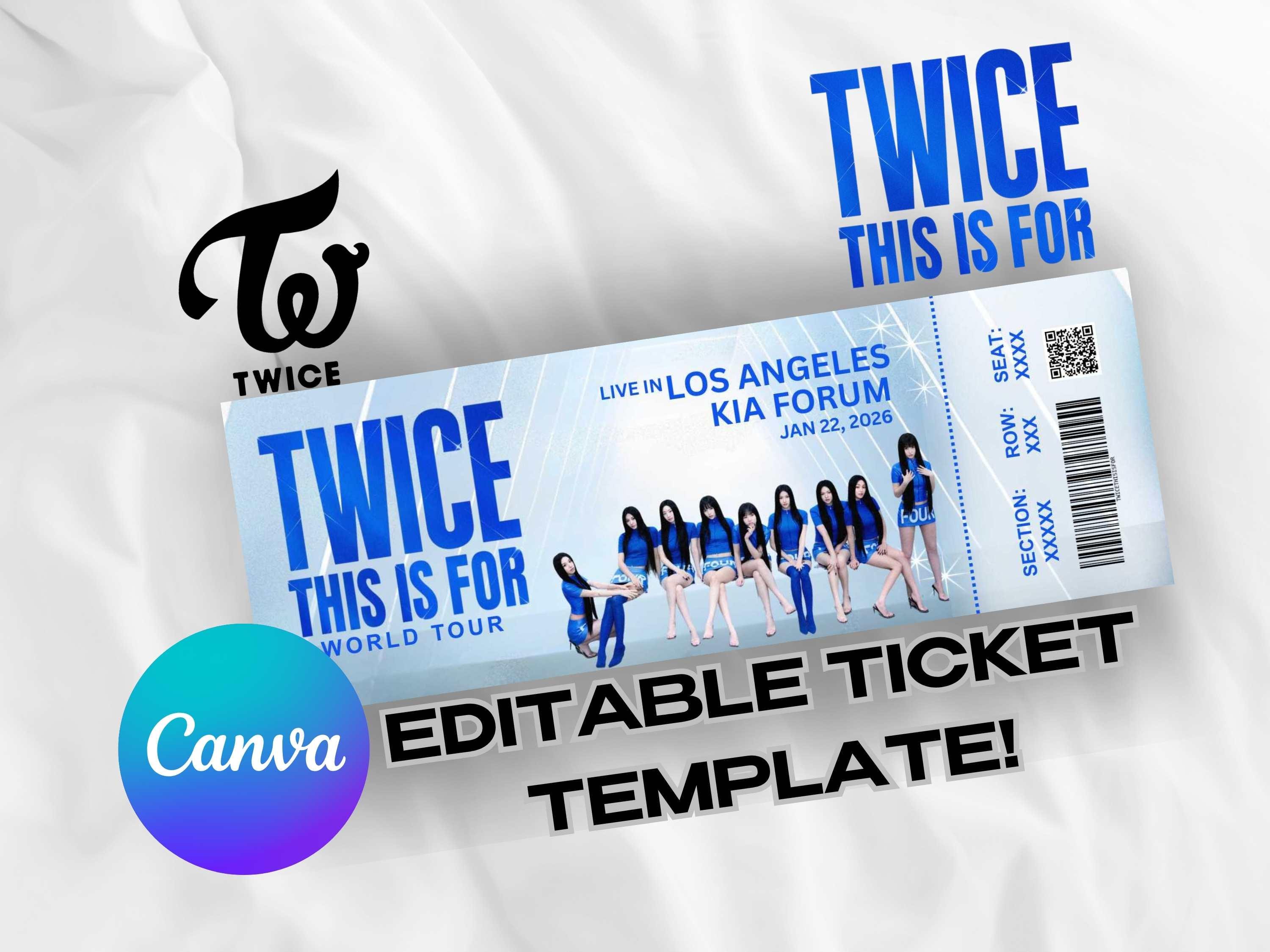 Twice This is for US Tour Concert Editable Ticket Template, Twice