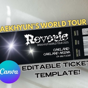 Entrada personalizada para la gira mundial Baekhyun Reverie de EXO, Baekhyun kpop, merchandising de Baekhyun, EXO kpop, gira estadounidense de Baekhyun, gira mundial de Baekhyun 2025