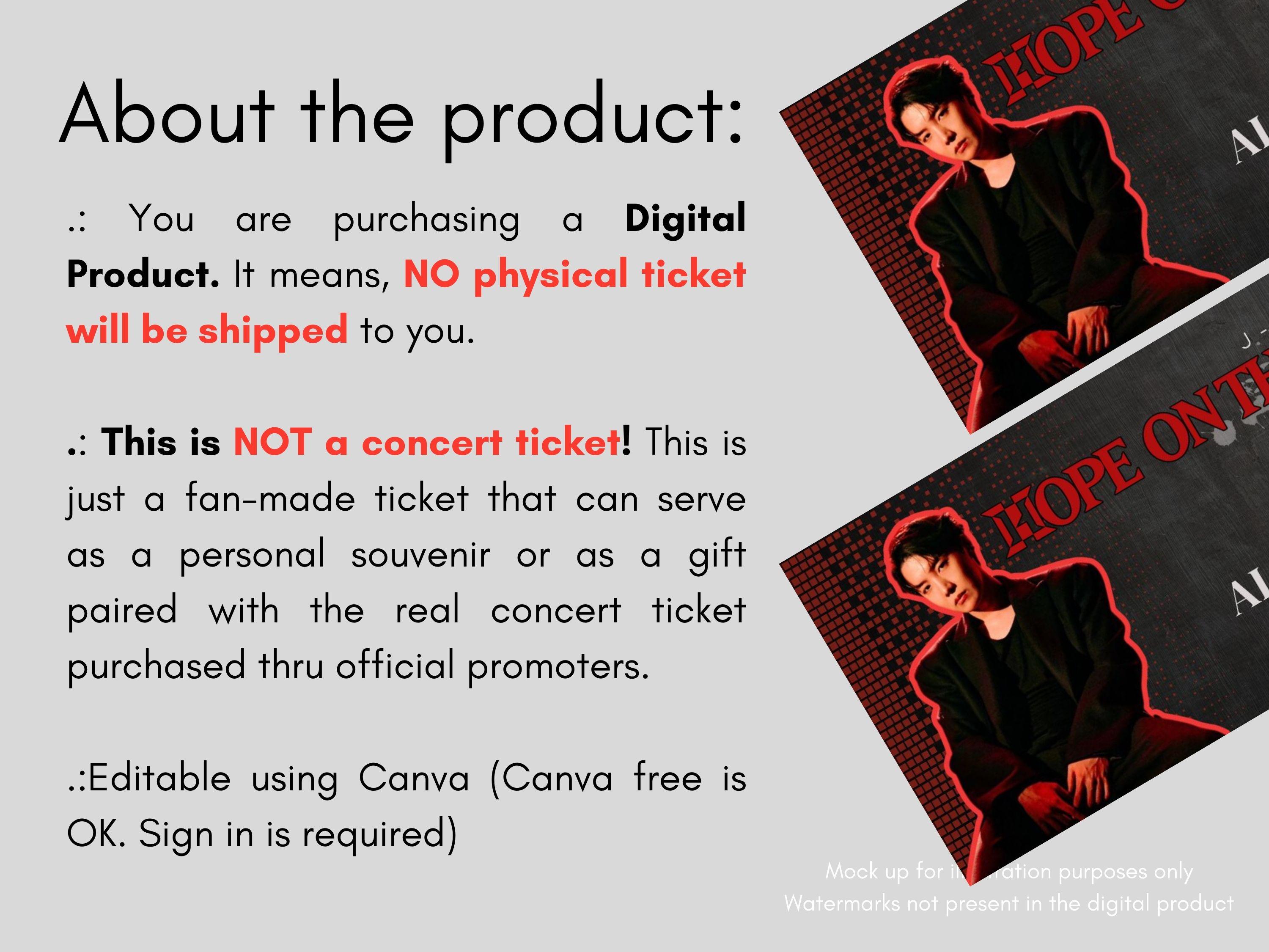 Personalized J-hope Hope on the Stage Concert Ticket, BTS, J