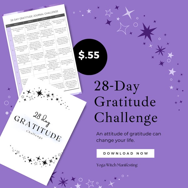 Simple Digital 28-Day Gratitude Challenge Journal | Heal Your Heart | Raise Vibrations | Mental & Emotional Health | Downloadable |