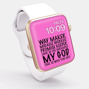 Way Maker Fondo de pantalla religioso de Apple Watch Fondo cristiano de Apple Watch con versículo bíblico Escritura curativa Fondo de pantalla de Apple Watch de color rosa intenso