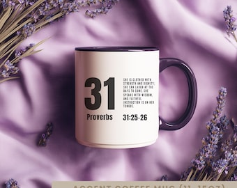 Proverbs 31 Mug Christian Coffee Mug Gift for Women Bible Verse Strength Dignity