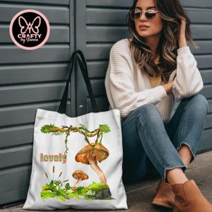 Bolsa de mano personalizada con forma de hongo mágico, ideal para amantes de la naturaleza. Bolsa inspirada en la jungla botánica. Bolsa con nombre personalizado. Regalo estético cottagecore.