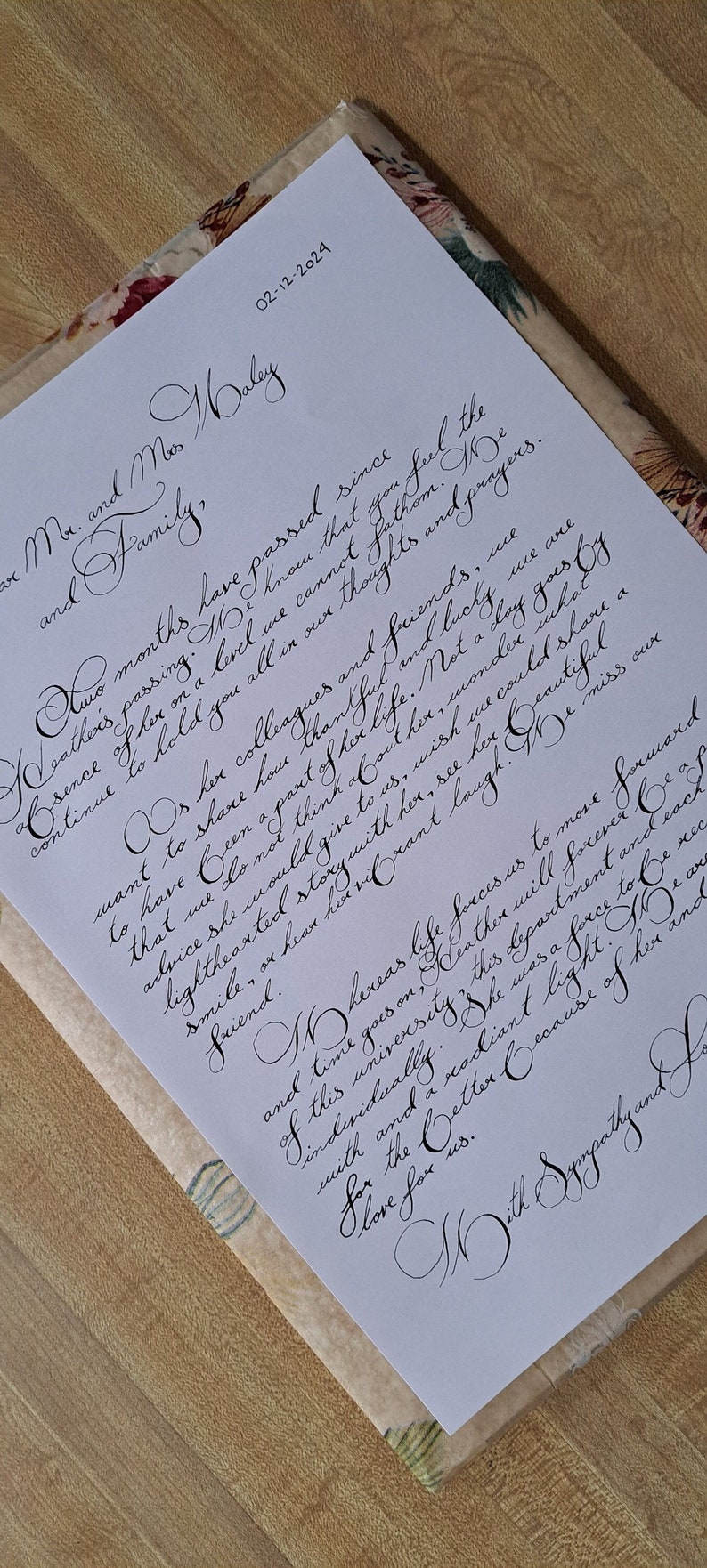 Handwritten Custom Calligraphy Letter Unique Personalized Vintage Card ...