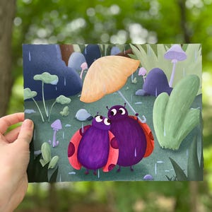Ladybugs In Love Art Print | Ladybug Illustration | 8 1/2 x 11 Satin Finish Print