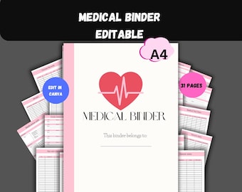 Medical Planner printable,Medical Binder,Healthcare planner,Wellness planner,Health tracker, Medical planner bundle,health binder