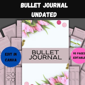 editable Bullet journal, bullet journal kit,Bullet journal page,bullet journal idea,editable  bullet journal undated,mood tracker