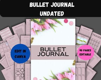 editable Bullet journal, bullet journal kit,Bullet journal page,bullet journal idea,editable  bullet journal undated,mood tracker