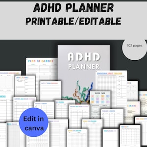 ADHD planner adult,ADHD  planner,ADHD planner printable,adhd workbook for adults,adhd worksheets,adhd journal,adhd planner digital