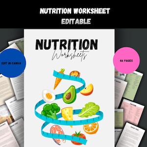Nutrition worksheet printable,Nutrition guide,Wellness tools,Healthy living,Nutrition tips,Nutrition education,Healthy eating,printable,pdf