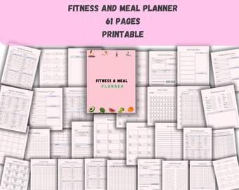 Printable Fitness and Meal Planner: Workout, Weight Loss Tracker (Digital Download)