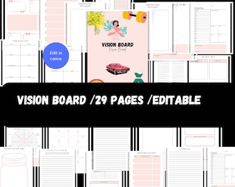 Druckbares Vision Board Kit: Bearbeitbare Vorlagen (Digitaler Download)