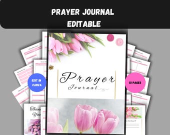 Prayer Journal,editable journal,Prayer Planner,Bible journal,Faith journal,Canva journal,Digital journal