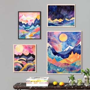 DIGITAL Pastel Abstract Landscape Watercolour Printable Art, Abstract Watercolour Landscape Art, Watercolour Digital Art, Printable Wall Art