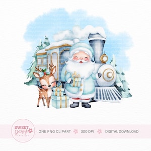 Polar Express Clipart, North Pole Christmas Train PNG, Christmas Train Clipart, Santa Sack, Sublimation Design, Santa Clipart, Stocking