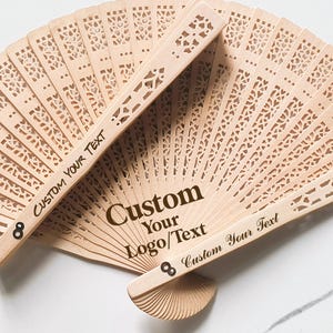 Custom Logo Hand Fan, Wooden Wedding Fan, Bulk Party Favor Fans, Engraved Sandalwood Fans for Bulk Order, Wood Hand Fan, Personalized Gifts