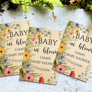 Custom Baby Shower Seed Packets with Seed Included Baby in Bloom Plantable Favor Cards Bulk Baby Shower Favors for Guests Grows Wildflowers