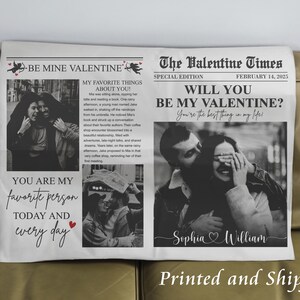 Custom Valentines Day Newspaper, Cupid Valentine Newspaper, Valentines Day Gift, Large Newspaper for Photography, Will You Be My Valentines image 4