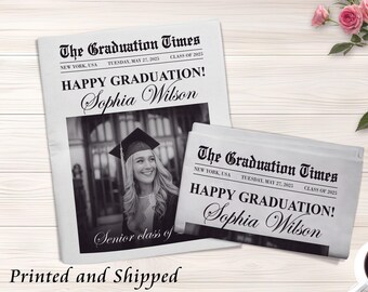 Newspaper Graduation Announcement Senior 2025/Graduation Party Invite/Happy Graduation Flower Bouquet Wrap/Large Newspaper for Photography