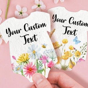 Custom Infant Bodysuit Shape Seed Papers Thank You Baby Blooms Favors Bulk Plantable Seed Paper Wildflower Seed Paper Favors for Baby Shower