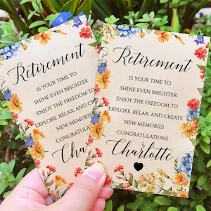 Personalized Retirement Seed Packets, Bulk Happy Retirement Seed Favors,Custom Retirement Gift For Boss Co Worker, Officially Retired Cards