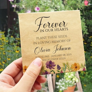 Forever in Our Hearts Memorial Seed Packets, Funeral Program Seed Papers, Flower Memorial Card, Eco Friendly Bulk Funeral Favor Garden Gifts