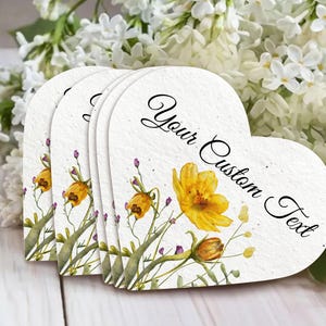 Personalized Recycled Seed Paper Hearts Wildflower Seed Card Plantable Seed Papers in Bulk for Weddings or Business Events Thank You Gifts