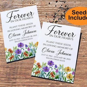 Personalized Seed Packets/Funeral Program Flower Seed Paper Memorial Card/In Loving Memory Seed Paper/Eco Friendly Sustainable Funeral Favor